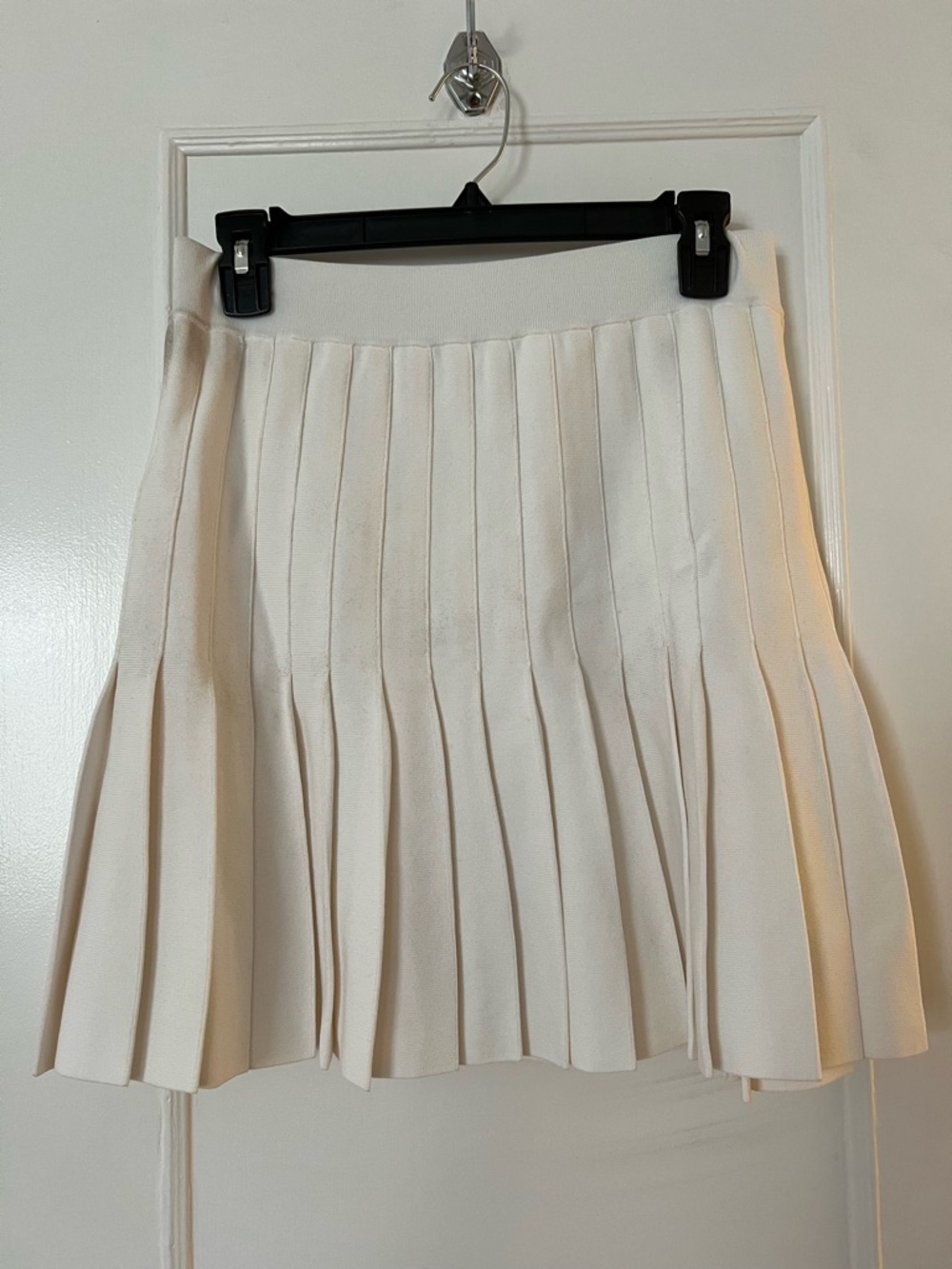 Sandro Cream Pleated Mini Skirt